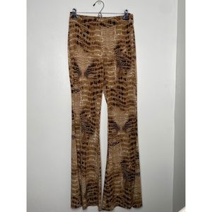 Snakeskin Print Stretch Wide Leg Pants